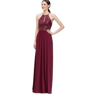 David’s Bridal Studio Sequin Keyhole High-Neck Jersey
Dress, New with Tags